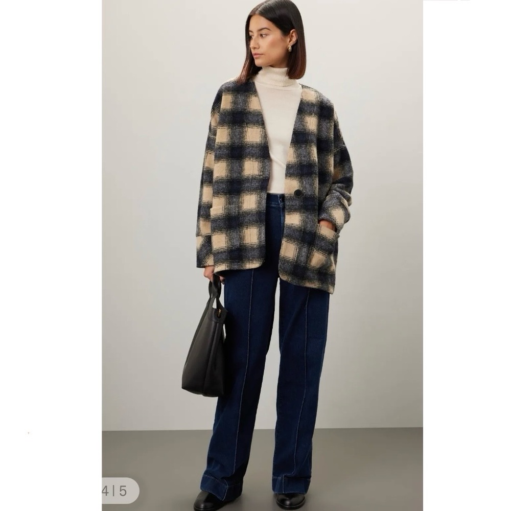 Madewell Brushed Jacquard Wrap-Front
Cardigan in Plaid — Size Small